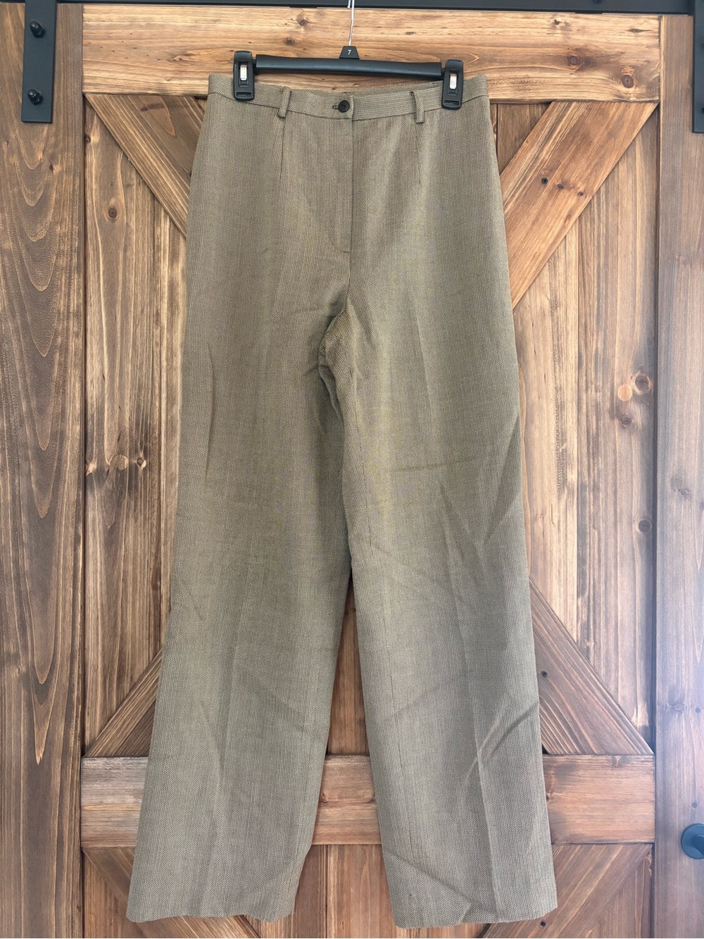 Women's Vintage Carlisle 100% Wool Golden Tan/Brown Herringbone Pants. Size 10 - Picture 4 of 14